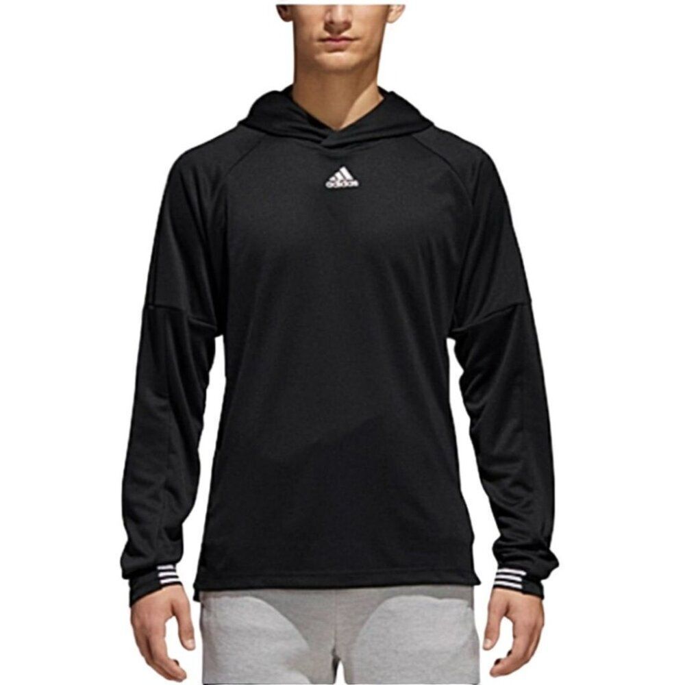 Adidas Mens Hoodie M Black Athletic Long Sleeve Pullover Lightweight Sporty